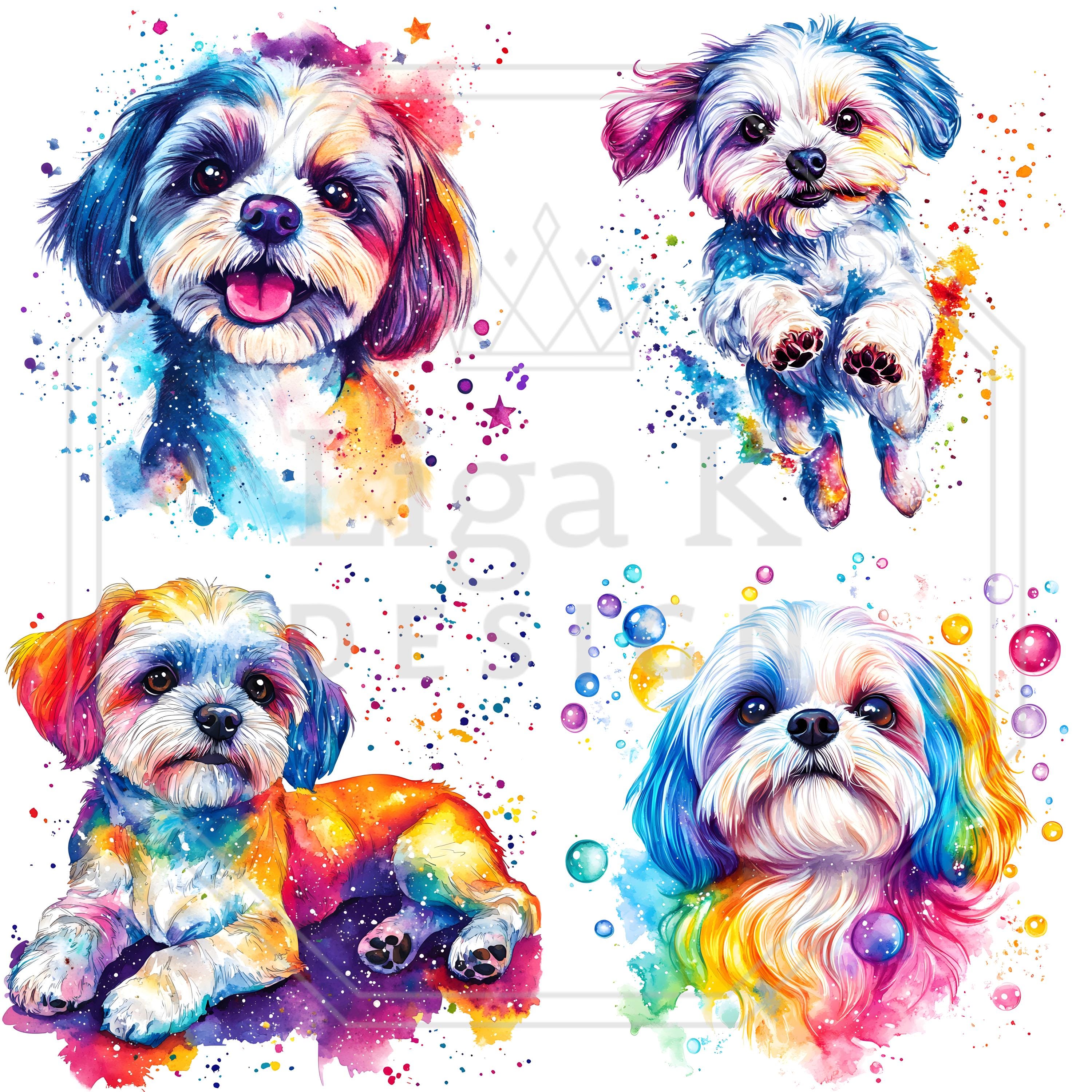 Watercolor Maltese Dog Clipart PNG: Dreamy Sublimation Art (digital ...