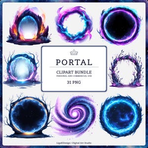 Magic Portal Clipart Bundle, Fantasy Portal PNG, Galaxy Portal Frames, Celestial Gate, Magical Doorway, Witchy Clipart Digital Commercial