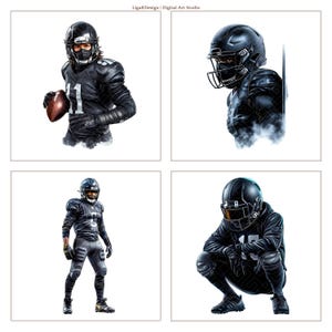 K&ouml;nnte beinhalten: Digital-Art eines Footballspielers in schwarzer Uniform und Helm, der einen braunen Football h&auml;lt. Der Spieler tr&auml;gt die Nummer 11. Der Hintergrund ist wei&szlig;.