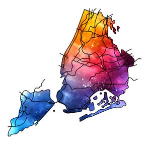 Galaxy stijl New York kaart clipart PNG JPG zwart-wit accenten voor sublimatie digitale kunst hoge resolutie afdrukbare stedenbouwkundig ontwerp stad