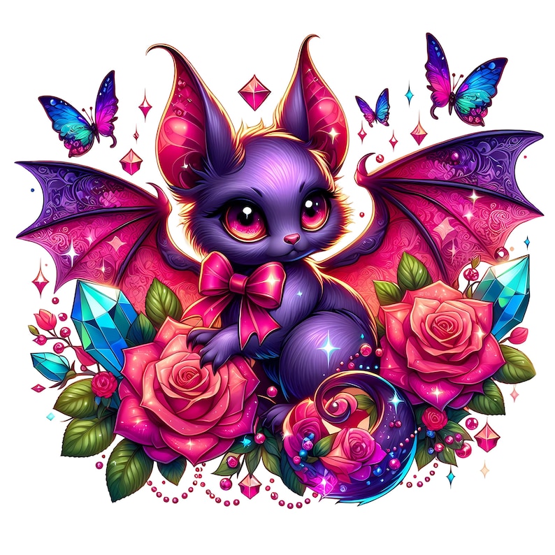 Gothic Bat Sublimation Design Cute Kawaii Fantasy Vampire Bat With ...