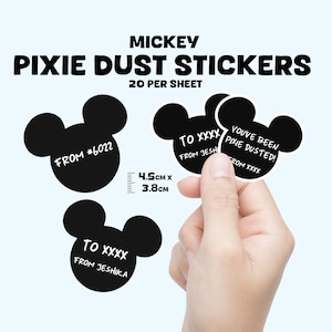 Mickey Sticker Tags | 20x | Gift Tags | 4.5cm x 3.8cm | For Pixie Dusting, Gifting and More!