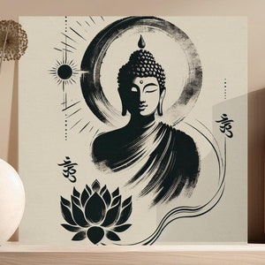Buddha Wall Art, Zen Canvas Decor, Asian Spiritual Artwork, Meditation Room Print, Buddha Canvas Wall Hanging, Bohemian Home Decor