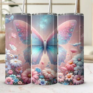 3D Butterfly Floral 20oz Tumbler Wrap, Seamless Butterfly Glitter Design, Colorful Floral Tumbler Wrap, Digital Download