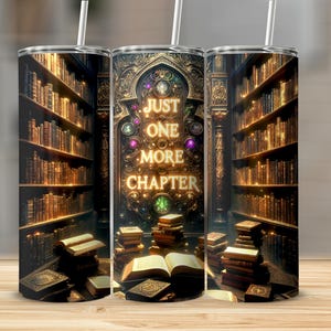 Book Lover Tumbler Wrap: Library Scene 20oz Tumbler Sublimation (PNG File)