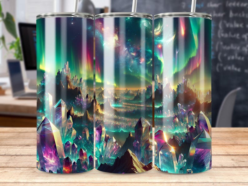 Northern Lights Tumbler Wrap: Crystal Aurora Borealis (Digital Download) image 6
