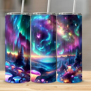Aurora Borealis Tumbler Wrap: naadloos Galaxy-ontwerp (digitale download) afbeelding 2