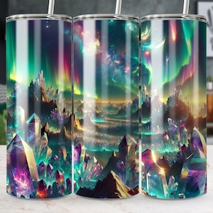 Northern Lights Tumbler Wrap: Crystal Aurora Borealis (Digital Download) image 1