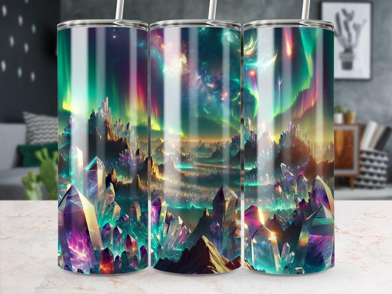 Northern Lights Tumbler Wrap: Crystal Aurora Borealis (Digital Download) image 1