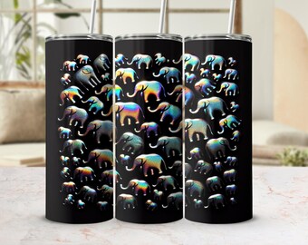 Seamless Elephant Print Wrap for 20oz Tumblers, Digital Download, Colorful Elephant Design, DIY Crafts, Instant Download