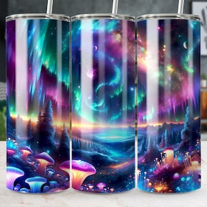 Aurora Borealis Tumbler Wrap: naadloos Galaxy-ontwerp (digitale download) afbeelding 1