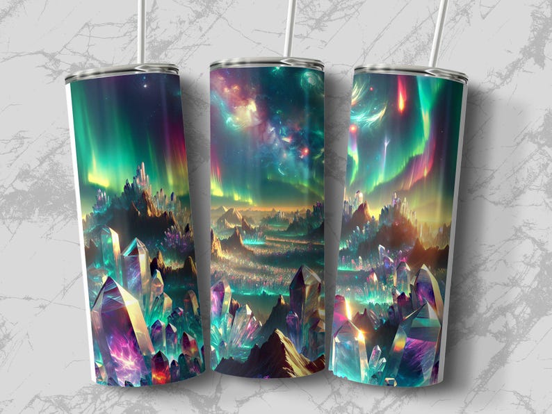 Northern Lights Tumbler Wrap: Crystal Aurora Borealis (Digital Download) image 4