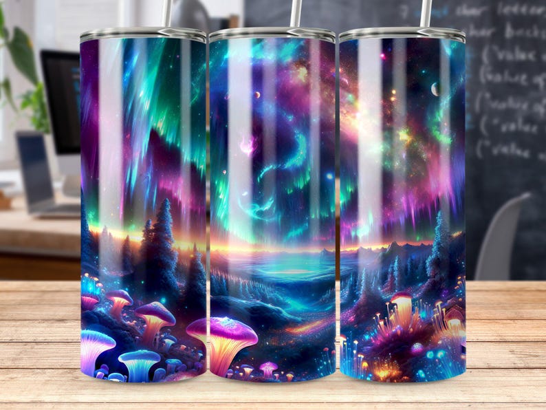 Aurora Borealis Tumbler Wrap: naadloos Galaxy-ontwerp (digitale download) afbeelding 6