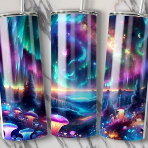 Aurora Borealis Tumbler Wrap: naadloos Galaxy-ontwerp (digitale download) afbeelding 5