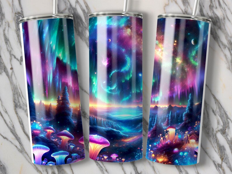 Aurora Borealis Tumbler Wrap: naadloos Galaxy-ontwerp (digitale download) afbeelding 5