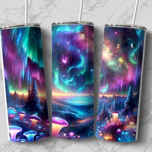 Aurora Borealis Tumbler Wrap: naadloos Galaxy-ontwerp (digitale download) afbeelding 4