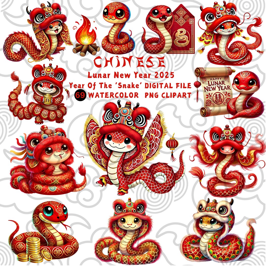 Chinese New Year Snake, Lunar New Year, HNY 2025, Snake Clipart