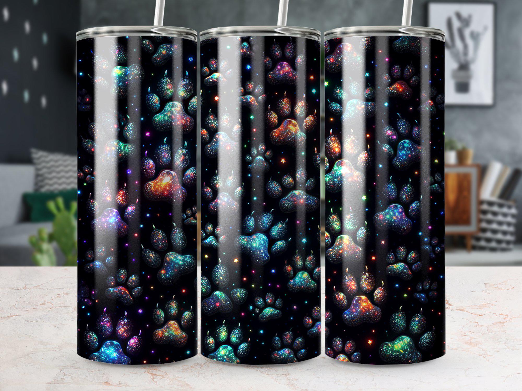 Seamless Dog Paw Print Digital Tumbler Wrap, 20oz Tumbler Design, Colorful Paw Print Pattern, Instant Download, Digital Wrap
