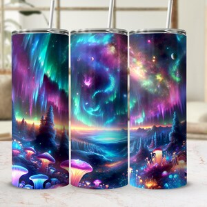 Aurora Borealis Tumbler Wrap: naadloos Galaxy-ontwerp (digitale download) afbeelding 3