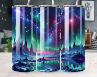 Aurora Borealis Tumbler Wrap: Seamless Northern Lights Design (Digital Download)