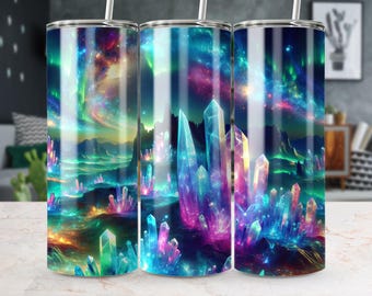 Northern Lights 20oz Tumbler Wrap, Aurora Borealis Crystal Art Tumbler Wrap, Vibrant Galaxy Tumbler Wrap, Digital Download
