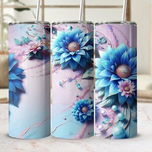 Seamless 3D Sunflower 20oz Tumbler Wraps, Straight and Tapered, Glitter Sunflowers, Digital Download, Floral Tumbler Wraps, Botanical Art