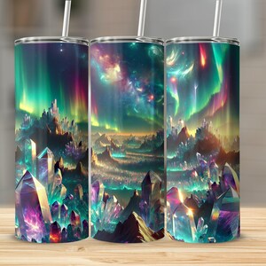 Northern Lights Tumbler Wrap: Crystal Aurora Borealis (Digital Download) image 2