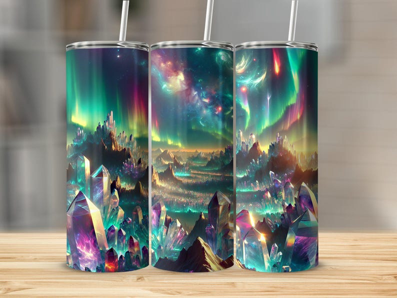 Northern Lights Tumbler Wrap: Crystal Aurora Borealis (Digital Download) image 2