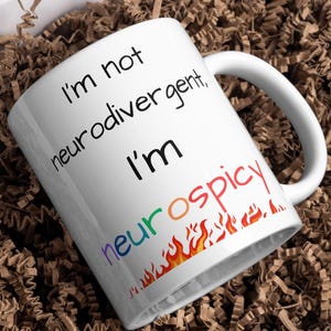 Neurodivergent Mug, Colorful Neurodivergent Humor Coffee Cup, Witty Gift for Unique Brains, Perfect Gift For ADHD and Autism