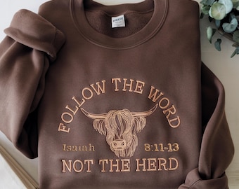 Besticktes Highland Cow Sweatshirt: Christlicher Western Bibel Vers