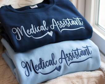 Embroidered MA Nurse Sweatshirt, Medical Assistant Heart Crewneck