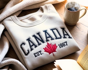 Geborduurd Canada-sweater: gezellig cadeau met ronde hals