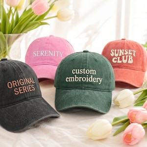 Custom Embroidered Dad Cap, Personalized Baseball Hat, Logo Text Monogram (120mm x 65mm)