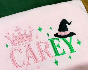 Personalized Wicked Sweatshirt: Embroidered Crown & Witch Hat Crewneck