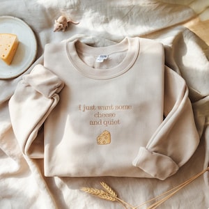 Sudadera bordada "Queso y Silencio": Un regalo divertido para los amantes del queso