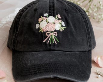 Elegant Floral Embroidered Hat 1pc womens fashion wide brim fedora hat lake blue floral - Temu main image 2