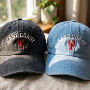 Embroidered East Coast Lobster Baseball Hat | East Coast, Cape Cod, Boston, Hamptons| Coastal Aesthetic| Fisherman Aesthetic