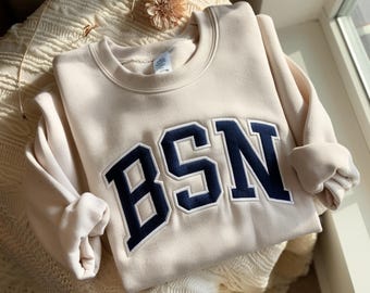 Embroidered BSN Sweatshirt, Custom BSN Shirt, BSN Nurse Gift, Nurse Appreciation Gift, Bachelor of Science in Nursing Crewneck, Pullover