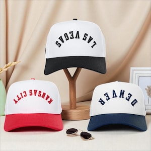 Custom Embroidered Upside Down Text Hat, 5 Panel Two Tone Baseball Cap, Personalized Make Your Own Hat, Embroidery Baseball Fan Hat