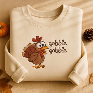Besticktes Thanksgiving Türkei Sweatshirt, Gobble Design