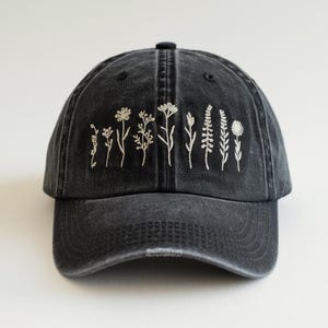 Embroidered Wildflower Baseball Cap: Vintage Floral, Personalized Hat