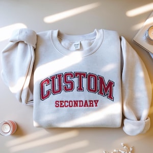Custom Filled Embroidered Varsity Crewneck, Embroidery Crewneck, Embroidered Sweatshirt, university sweaters, personalized sweatshirt