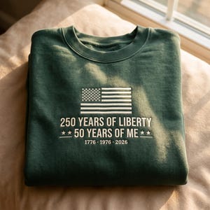Embroidered Vintage 50th Birthday Sweatshirt, American Flag Tee, Patriotic Birthday Shirt 2026, 50th Birthday Sweatshirt, 1976 Long Sleeve