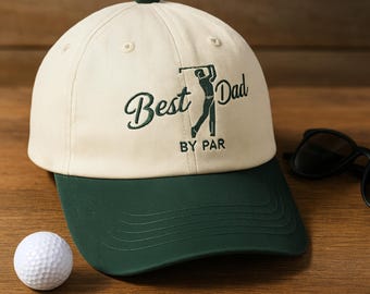 Embroidered Dad By Par Golf Hat, Two-Tone Cap