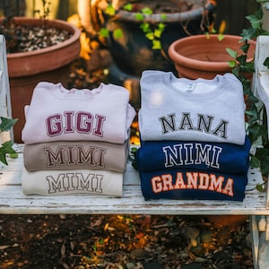 Custom Embroidered Grandma Sweatshirt: College Block Gigi Gift