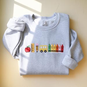 Embroidered Apple Teacher Sweatshirt: Back To School Classroom Shirt