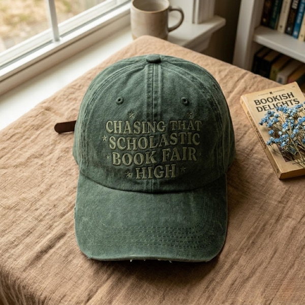 Embroidered Book Fair High Cap | Bookish Reader Hat
