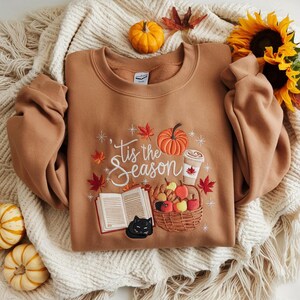 Embroidered Pumpkin Spice Latte Sweatshirt: Fall Halloween Tee