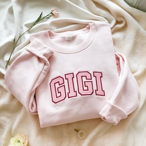 Custom Embroidered Grandma Sweatshirt: College Block Gigi Gift