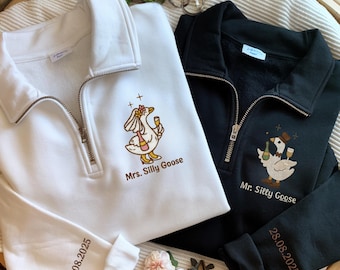 Embroidered Mrs. & Mr. Silly Goose Sweatshirt: Matching Couple Shirts
